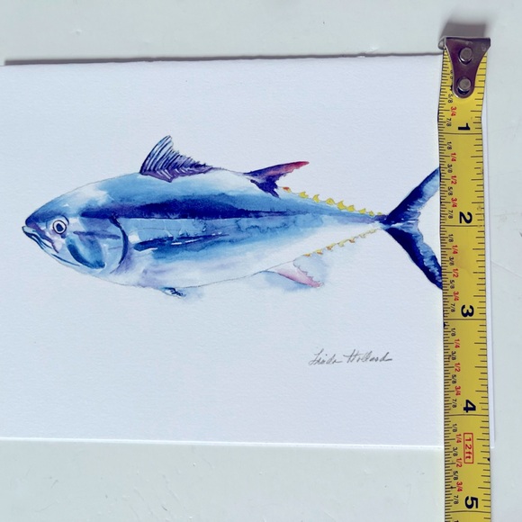 Fish Watercolor Print Notecards Blue Set Of 4 NWOT Nautical - Picture 7 of 8